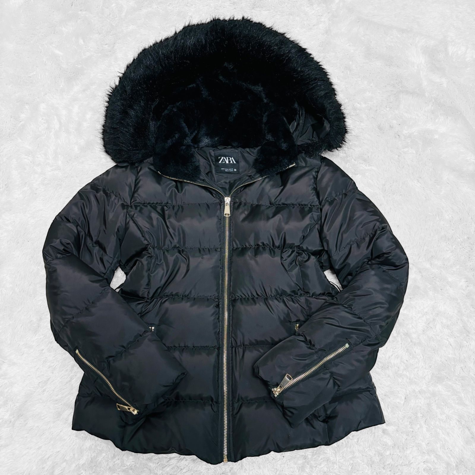 ZARA ザラ ダウンジャケット フード ブルゾン ジャンパー ブラック M