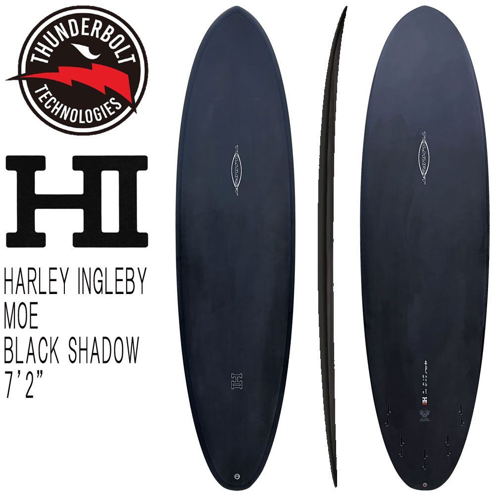 2024 THUNDERBOLT HARLEY INGLEBY MOE 7'2 BLACK SHADOW/サンダーボルト ハーレーイングルビー モー ブラックシャドウ トンビ製 ミッドレングス サーフボード サーフィン 営業所止め