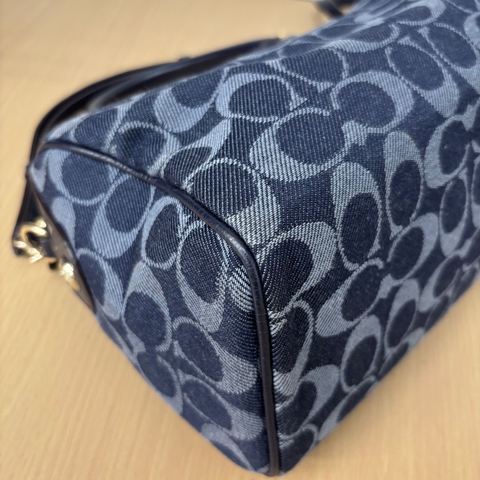 ◎COACH コーチ 2way ミニボストンバッグ ショルダーバッグ デニム地 