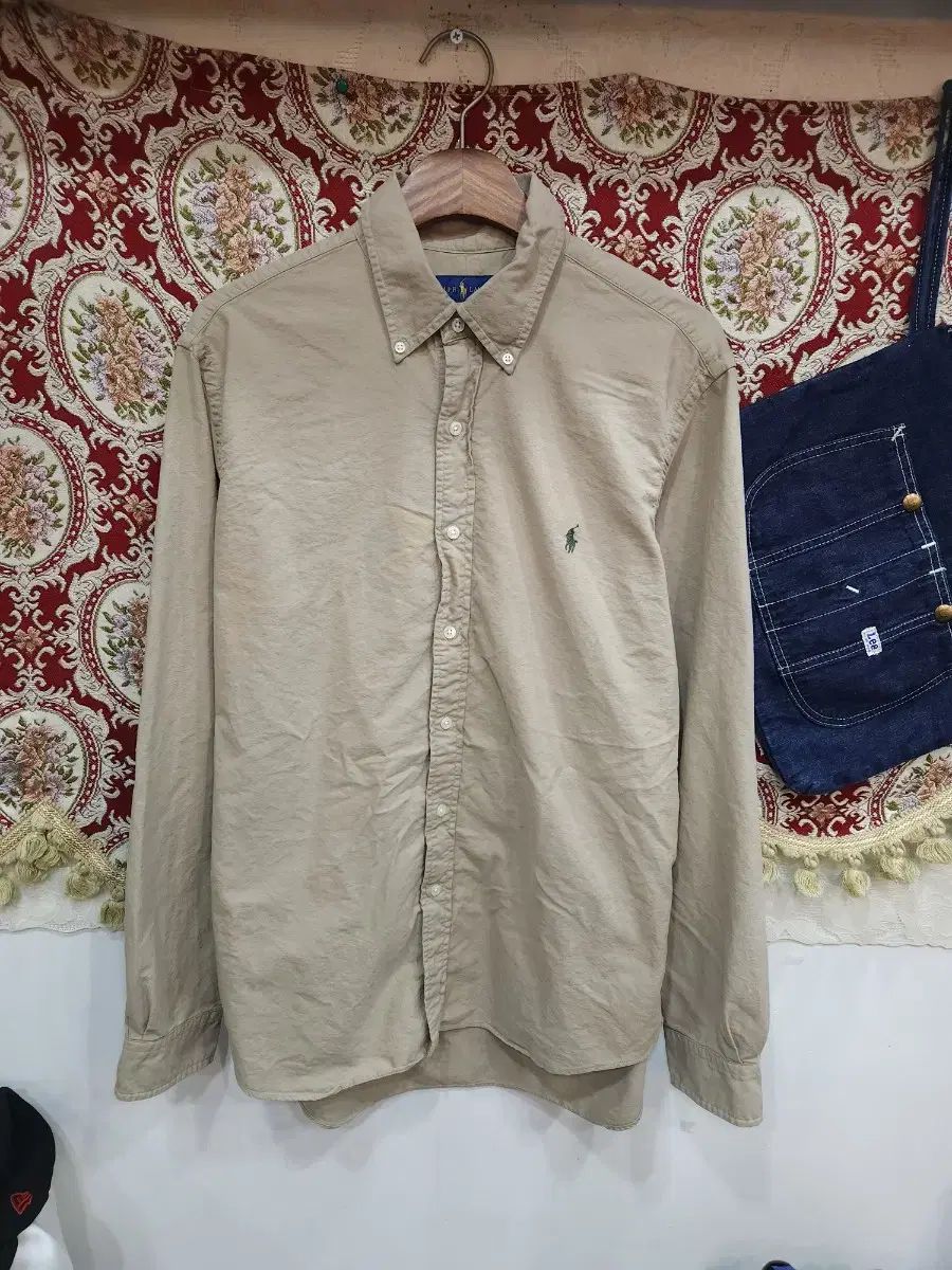 ポロ ラルフローレン ベージュ ガーメントダイ オックスフォード シャツ