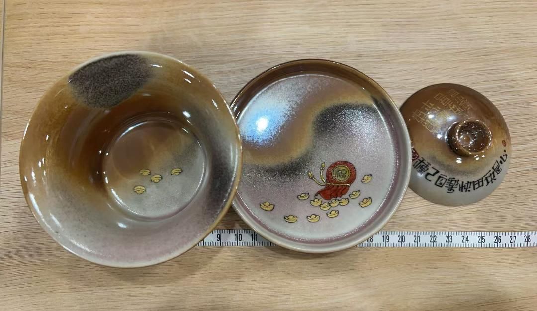 新品 手作り陶磁器 蓋碗セット 幸福童子絵付け 新品 手作り陶磁器 蓋碗セット 幸福童子絵付け | 湯飲み