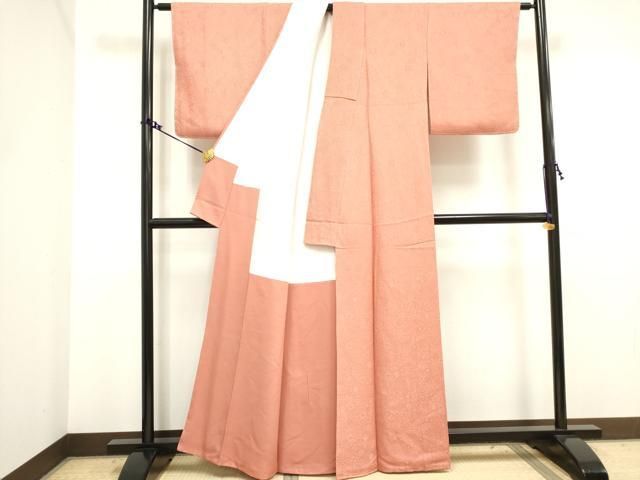 平和屋着物□上質な色無地 紋意匠 甚三紅色 正絹 逸品 AAAK1963Acs