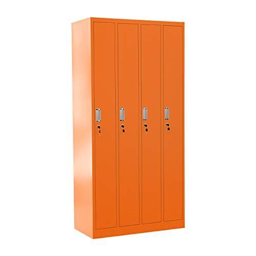 ロッカー おしゃれ スチールロッカー 4人用 鍵付き スペアキー付 4列1段 スチール製 収納 オフィス 事務所 会社 業務用 オフィスロッカー スチールキャビネット スリム かぎ付き 更衣ロッカー 四人用 sy 20 4 bd オレンジ