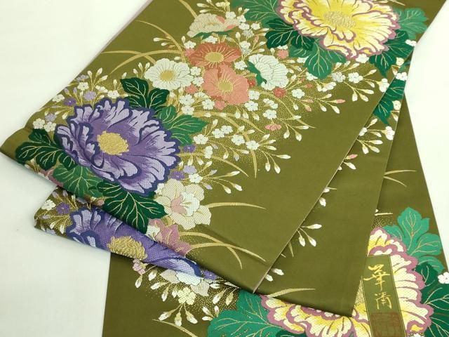 草花文 璃寛茶色地