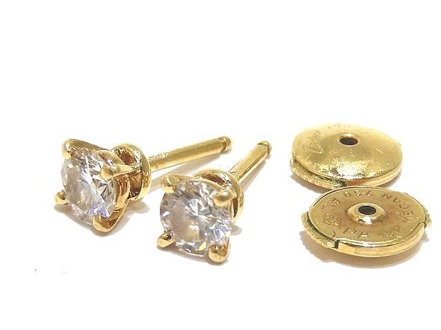美品 Cartier カルティエ ソリテール クラシック ピアス K18YG 