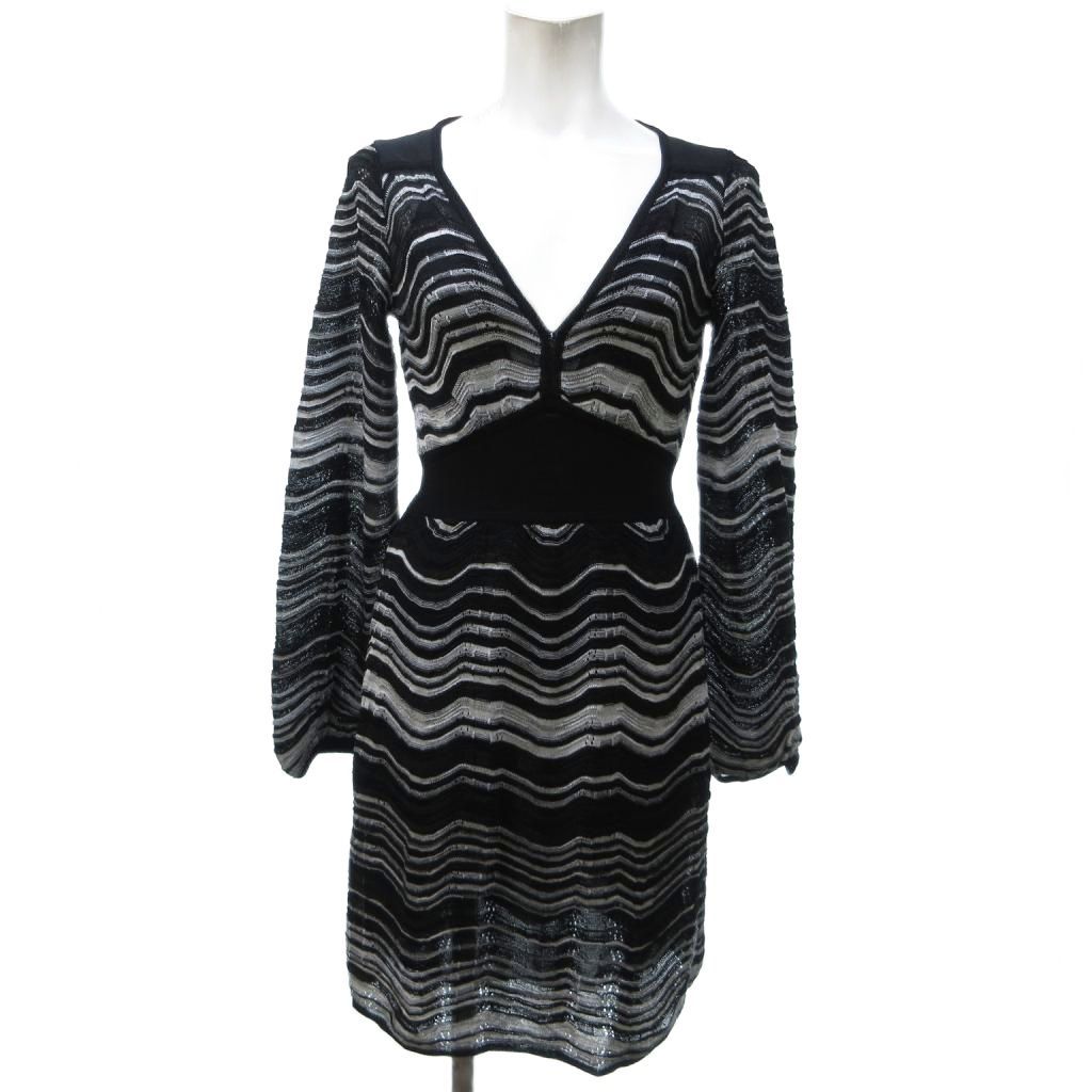 w4648*ミッソーニ/MISSONI*ボーダー+ジグザグ柄/長袖シャツ/コットンシャツ/レギュラーシャツ/ブルー/青