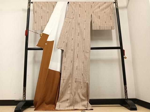 平和屋着物○上質な紬 白鷹山ぜんまい糸 間道 正絹 逸品 AABC1731ph