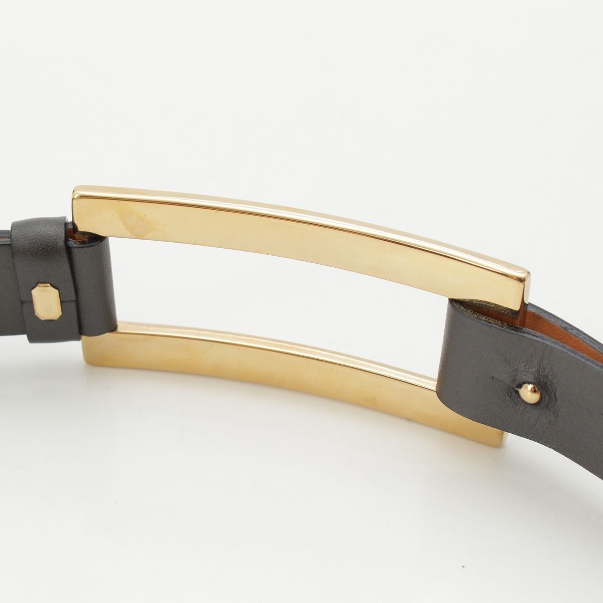 グッチ スクエアバックル ウエストマーク ベルト ブラックゴールド  