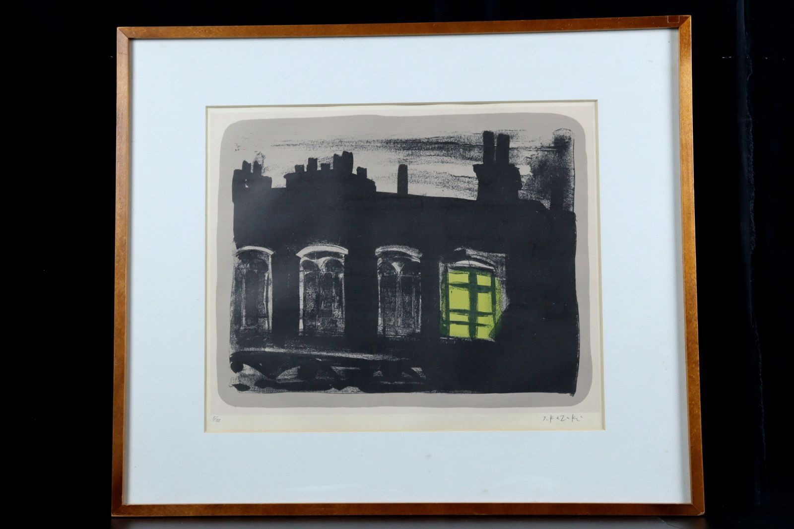 香月泰男 「パリの屋根」 リトグラフ 5/75 直筆サイン 唐物 骨董