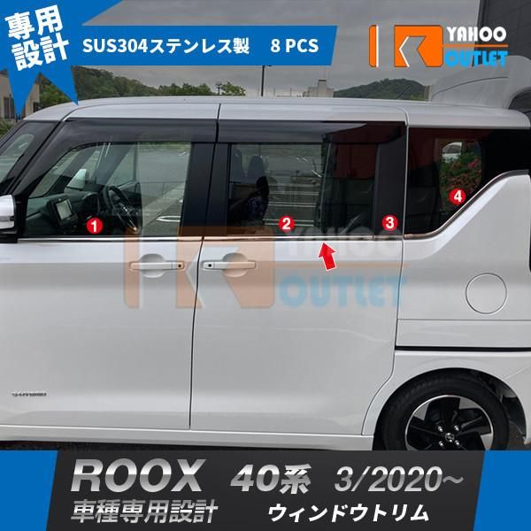 セール 大人気 日産 ルークス 40系 2020年3月〜 ウィンドウトリム ウェザーストリップモール ガーニッシュ ステンレス製 鏡面 カスタム パーツ 8P 5306
