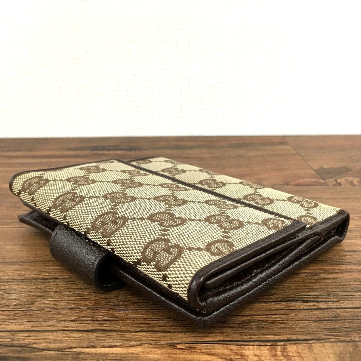 グッチウォレット 308 送料込み！ 極美品 GUCCI Wホック財布 115094 GGキャンバス