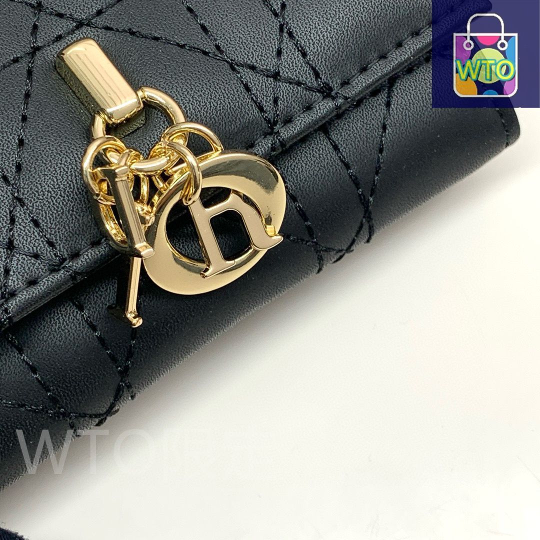 NEW☆Dior【直営店買付】ブラック上質ラムレザー×GOLDチャーム Christian Dior レディディオール ハンドバッグ ブラック