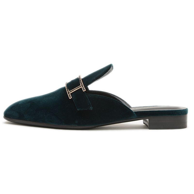 エルメス ミュール ビューティー ヴェロワ グリーン レディース 39サイズ