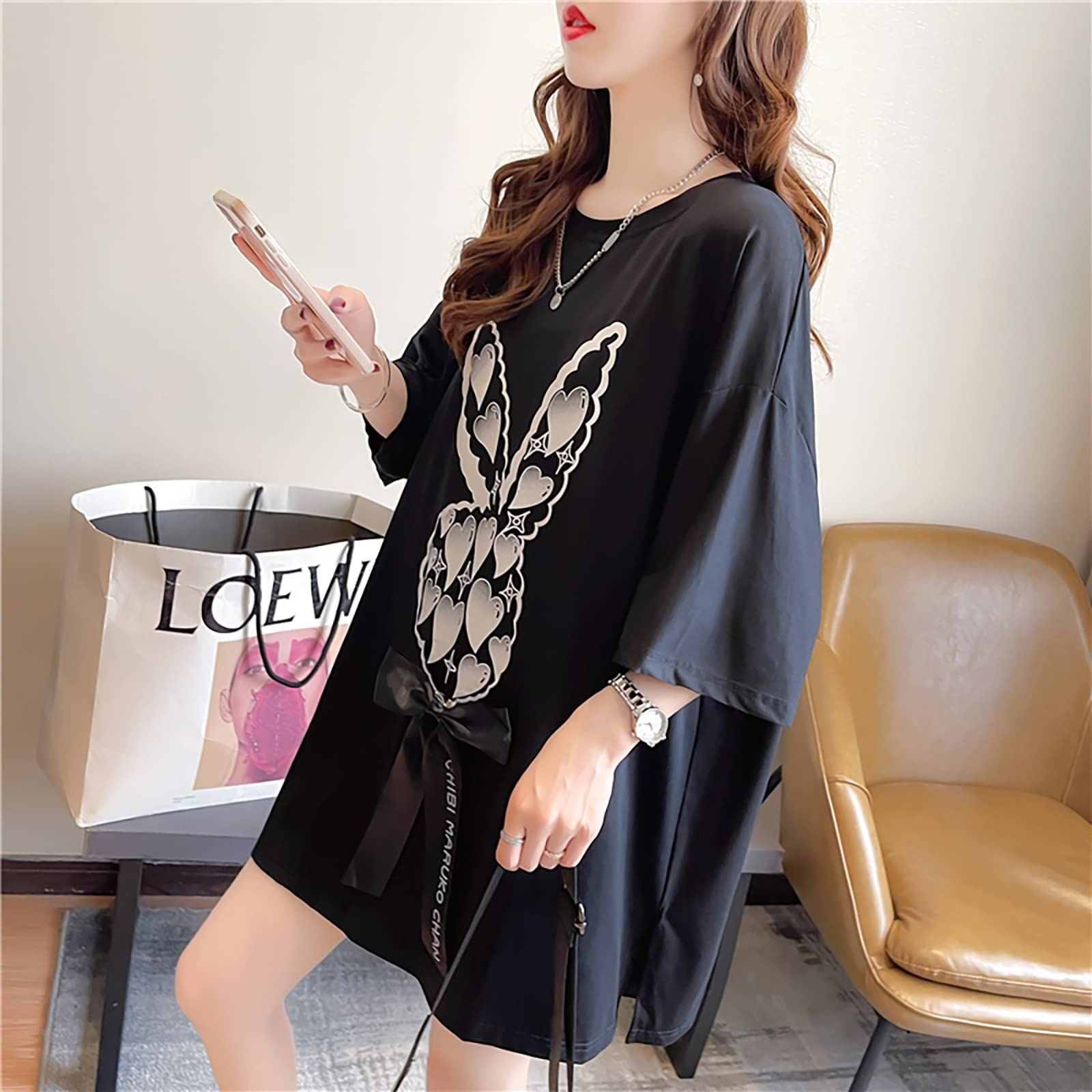 独特な店 【特価セール】トップス クルーネック 韓国風 半袖ｔシャツ ゆったり プルオーバー カットソー ティーシャツ ビックｔシャツ 半袖  オーバーサイズ ロングｔ レディース 夏物 ｔシャツ 黒ｔシャツ 白ｔシャツ [Ａｌｈｙｌａ] きれいめ 4828.56円 小物 ...