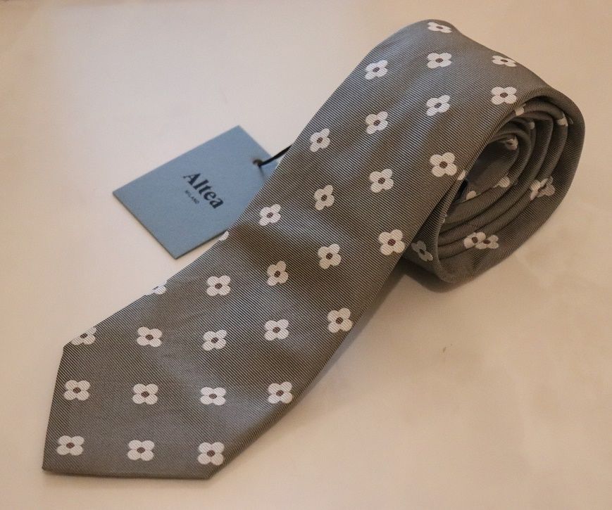 アルテア　ネクタイ 中古アルテア Altea シルク 小紋柄ネクタイ ダークブラウンxホワイト
