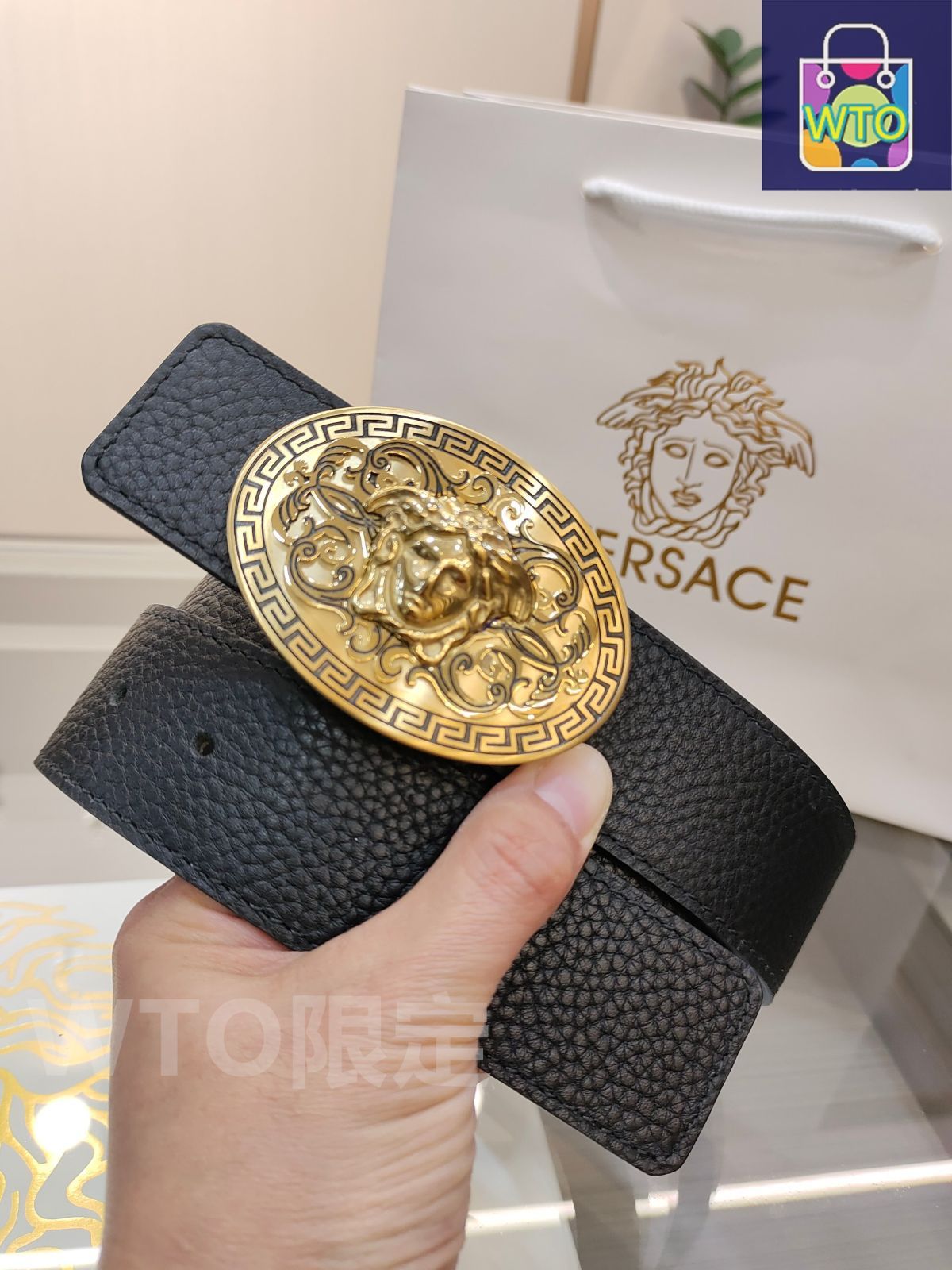 [thvさま専用] versace ベルトバック メドゥーサ ビギー レザー ベルト ブラック,ゴールド | VERSACE JP