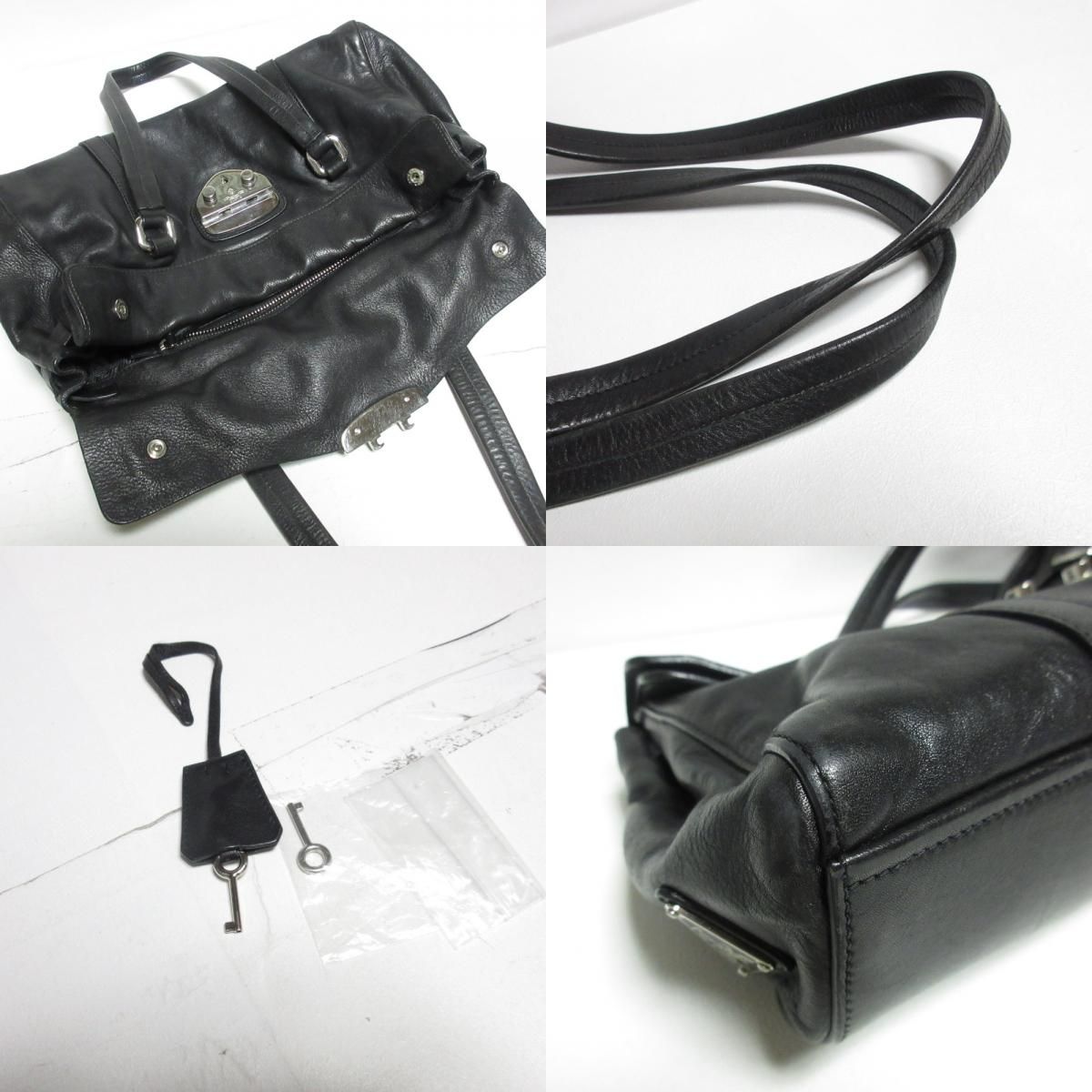 美品 PRADA プラダ レザー トライアングルロゴプレート ワンショルダー 