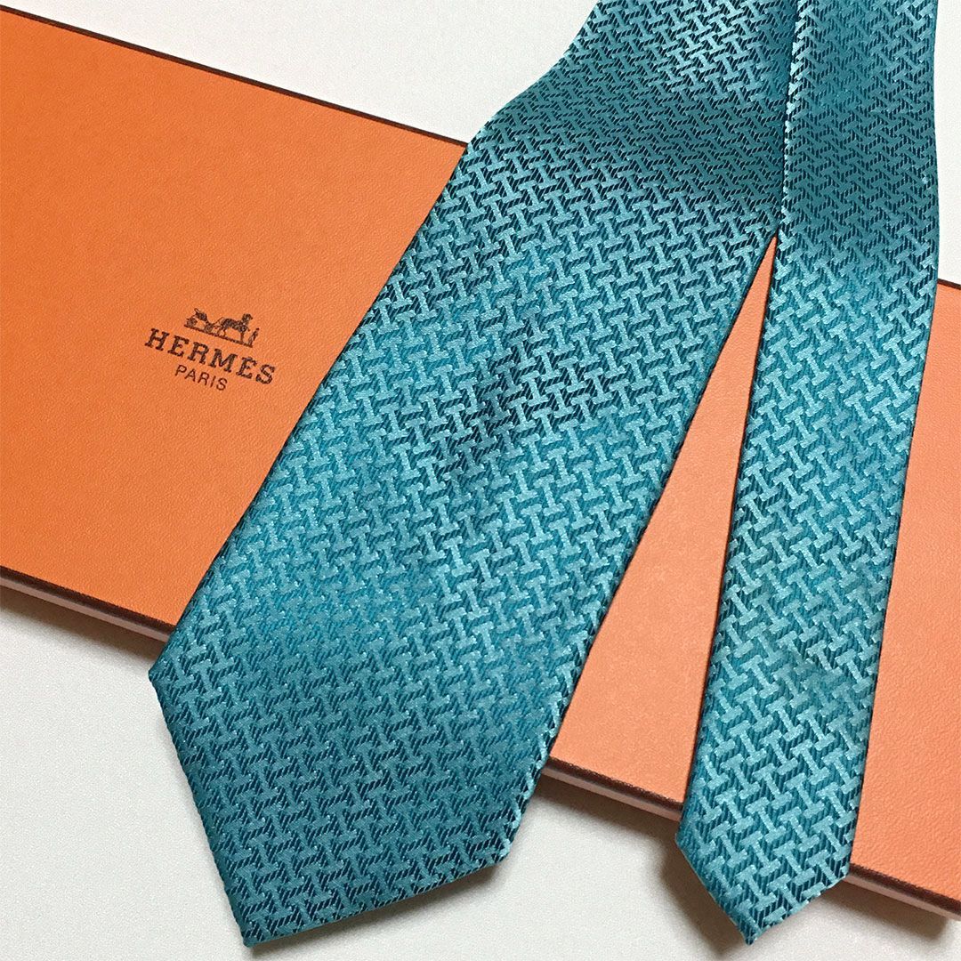☆HERMES☆ ターコイズ ネクタイ新品未使用 HERMES ターコイズ ネクタイ - メルカリ