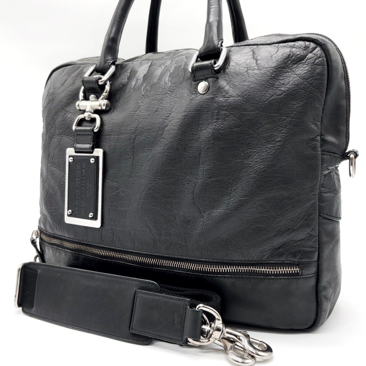 現行ドルチェアンドガッバーナ ビジネスバッグ ロゴ　レザー ナイロン 黒 ドルチェ＆ガッバーナ ビジネスバッグ 現行ドルチェアンドガッバーナ