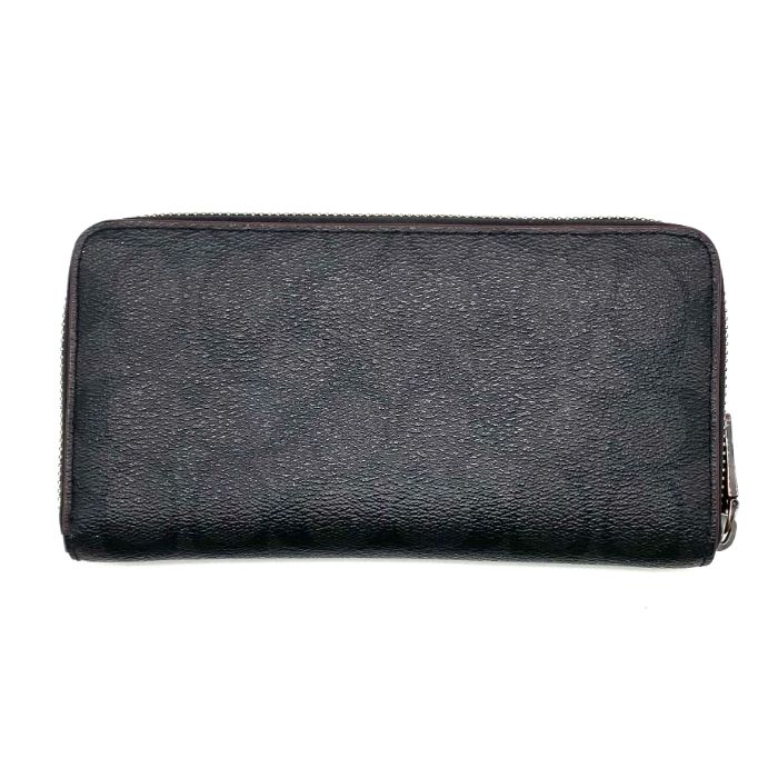 COACH　コーチ　長財布　オールレザー　シグネチャー　黒　ロゴ　ラウンドジップ 中古】良品 COACH コーチ ロゴ シグネチャー レザー ラウンド