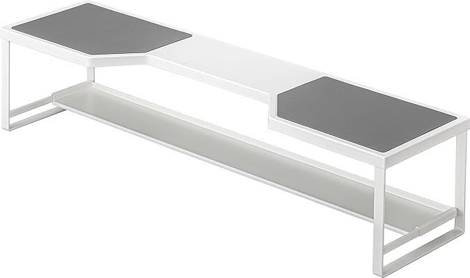 【在庫処分】山崎実業(Yamazaki) コンロ奥ラック 排気口カバー付き 60ｃｍ コンロ用 ホワイト 約W70XD18XH15cm プレート Plate 高さがある キッチンラック 5651