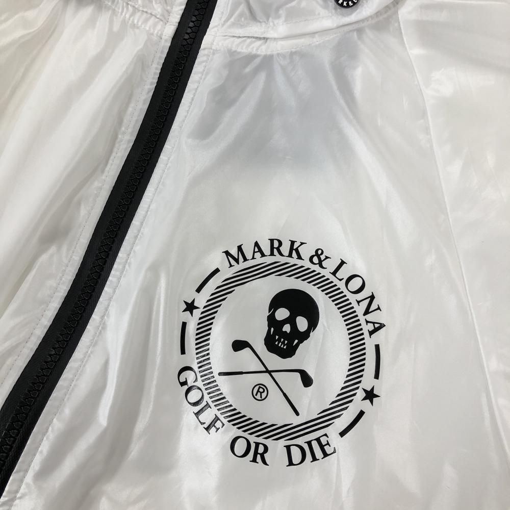 マークアンドロナ ナイロンジャケット 白×黒 フード収納可 薄手