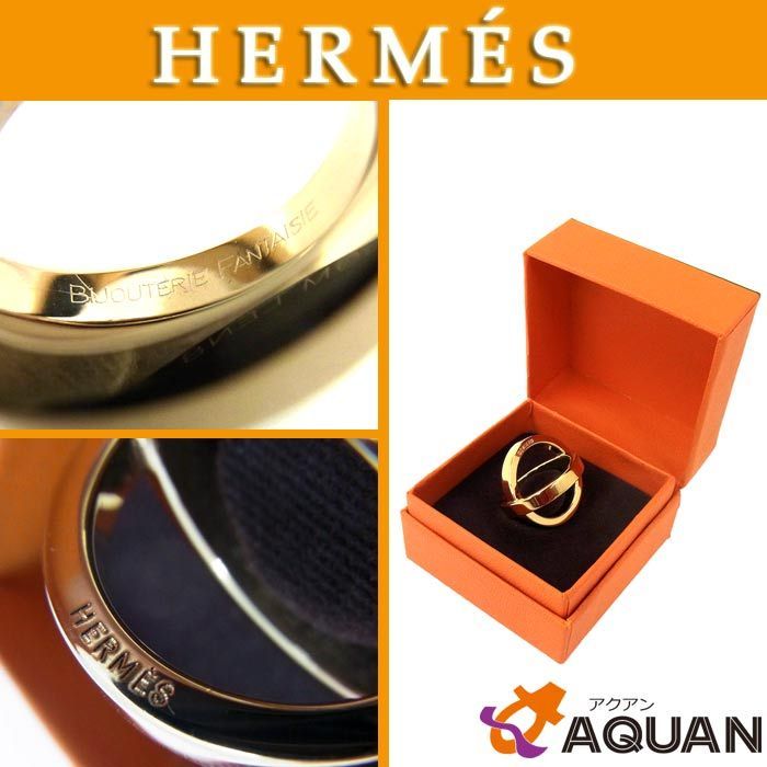 HERMES エルメス スカーフリング コスモス ゴールドカラー aq7851