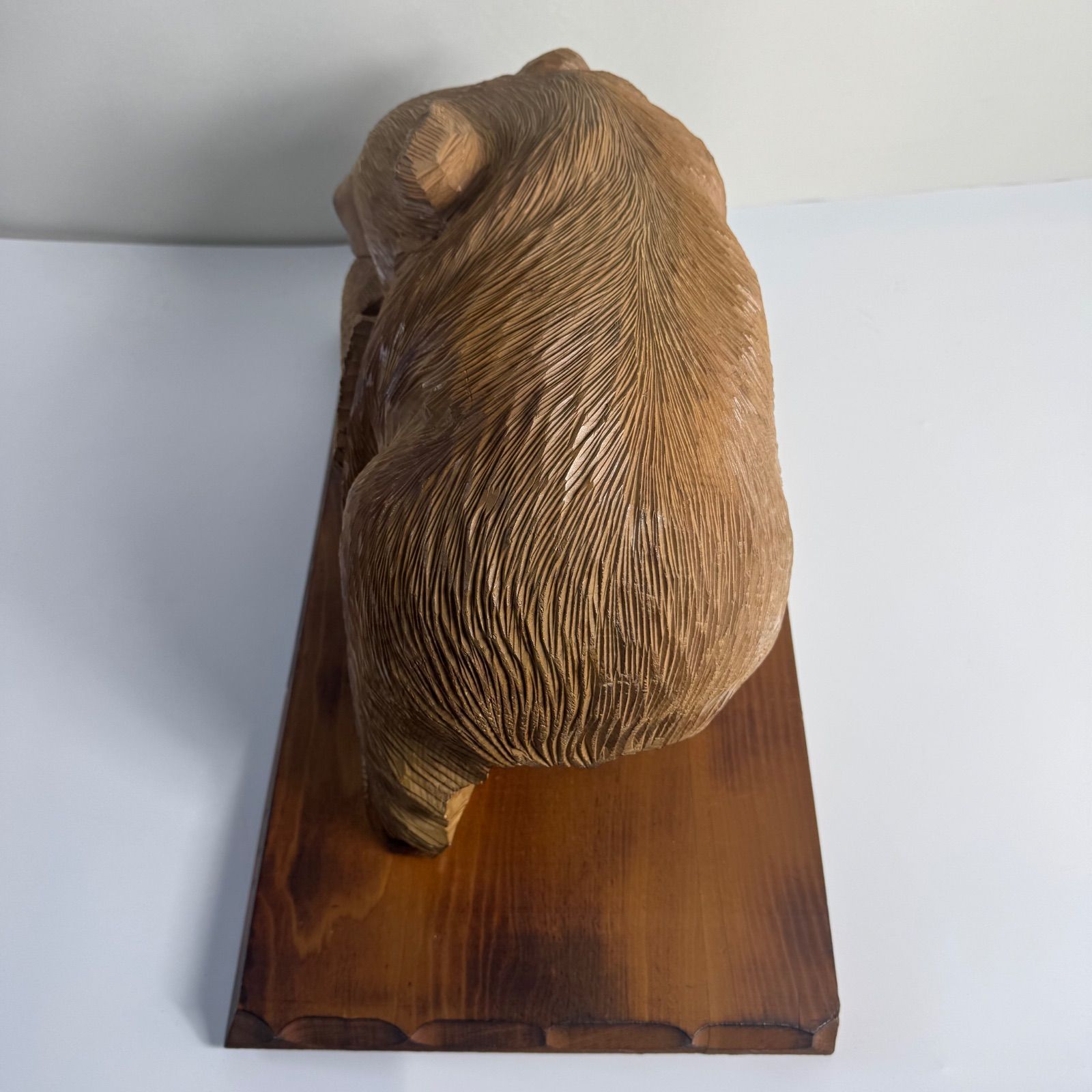 北海道 木彫り熊 鮭をくわえた熊】伝統工芸 民芸品 置物 天然木 彫刻