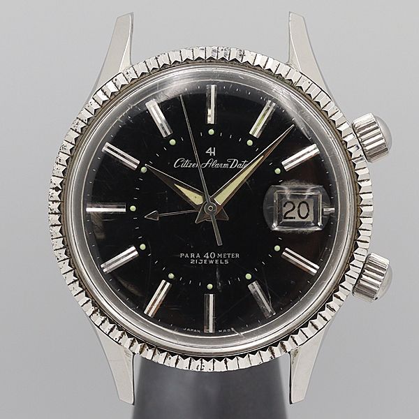 デッドストック級 シチズン アラームデイト ALDS51301a 21石 黒文字盤