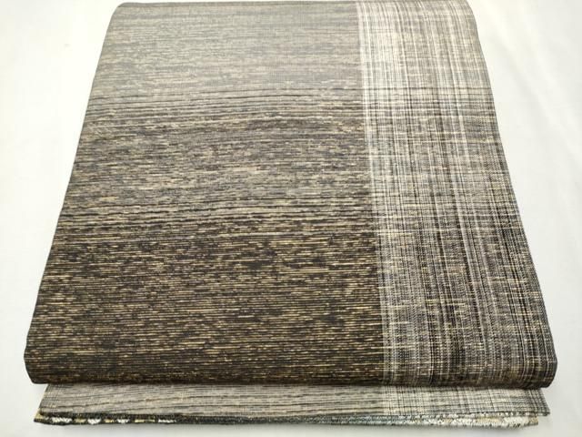 平和屋着物○両面 六通柄袋帯 本泥染 横段文 金