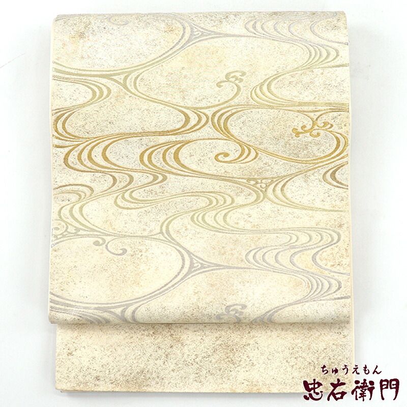 SO-739 名古屋帯 名古屋仕立て 正絹 六通 九寸 花唐草 カジュアル 中古