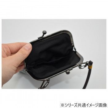 立体レース模様 がま口バッグ と スマホショルダー 2点セット 合皮 グレー＆黒 立体レース模様 がま口バッグ と スマホショルダー 2点セット 合