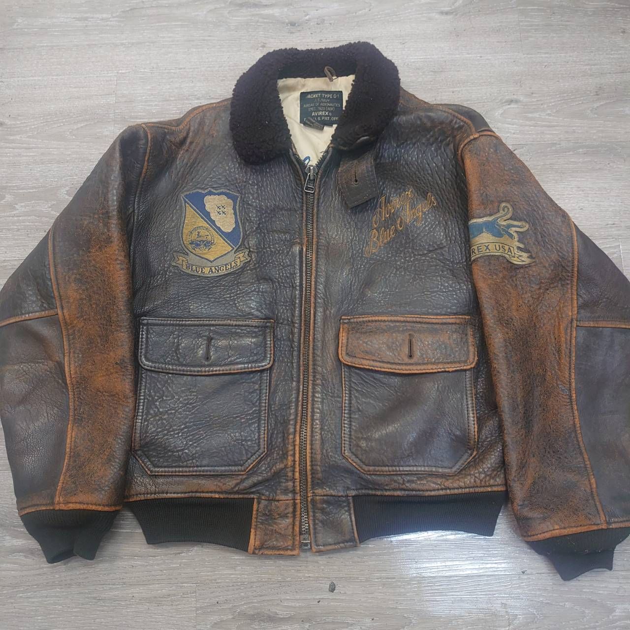 【絶品】アヴィレックス　G1 フライトジャケット　バックプリント　ワッペン　羊革 激レアヴィンテージ品】アヴィレックス G1 フライトジャケット バック