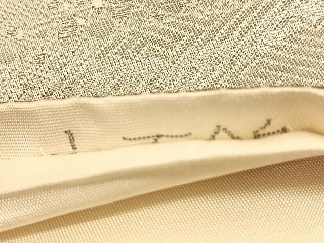 平和屋着物◎六通柄袋帯　しよう美　唐織　九百錦　風景花文　プラチナ箔　正絹　逸品　DABE3832qp 平和屋着物◎六通柄袋帯 唐織 九百錦 花鳥丸文 プラチナ箔 正絹 逸品