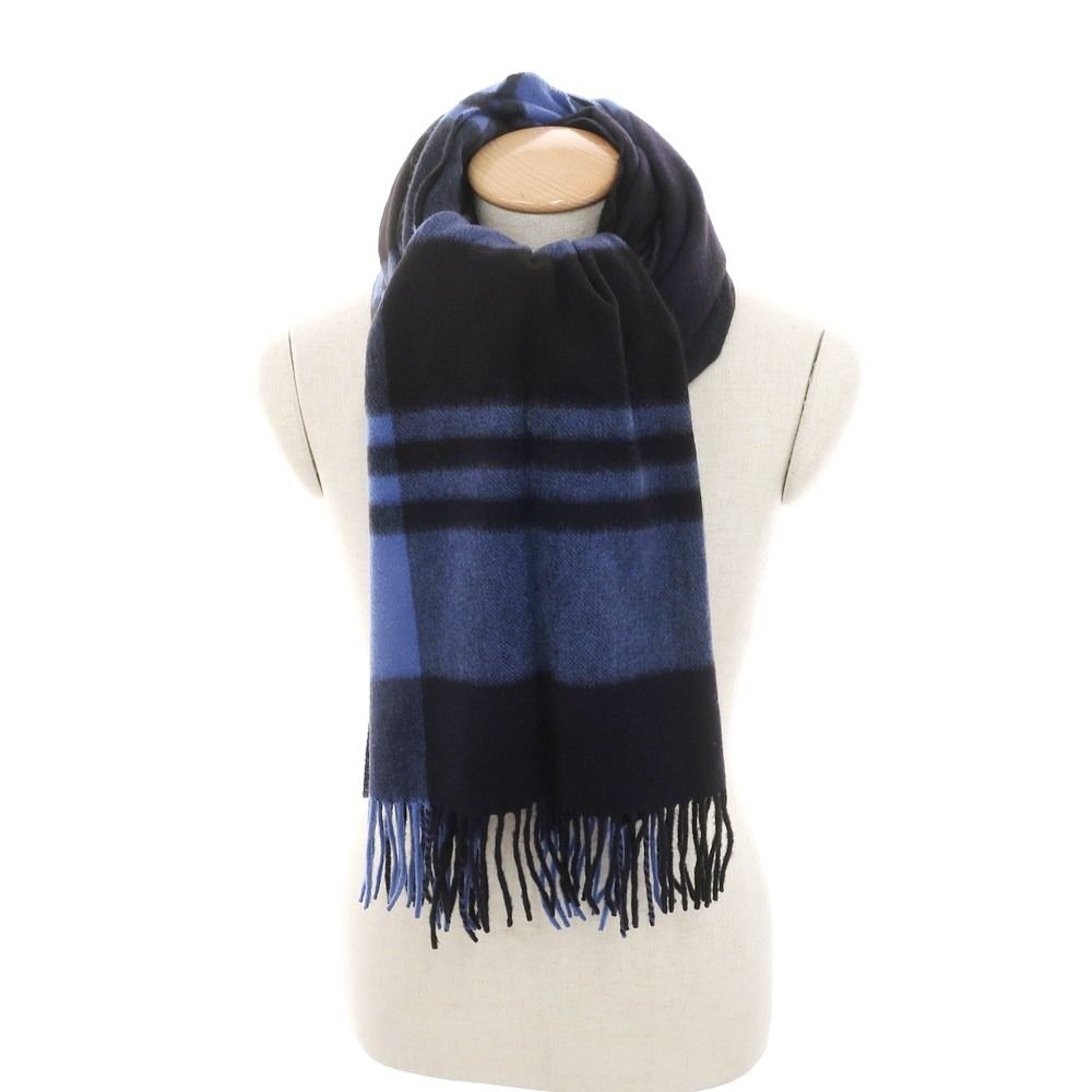 中古】ジョシュアエリス Joshua Ellis カシミヤ チェック 大判マフラー  