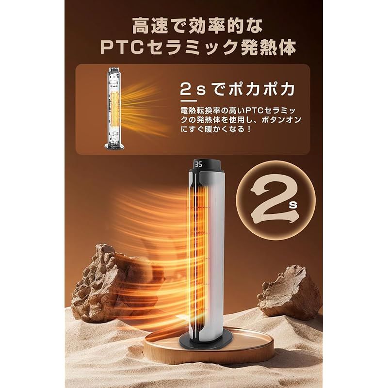 sumiren セラミックヒーター 電気ストーブ ECO省エネ 人気 ヒーター 暖房器具 2s速暖 冷暖兼用 小型 DC 100°自動首振り キャリーハンドル 静音 8-15畳 電気ファンヒーター 1200W|800w|8w 恒温 転倒自動OFF 0