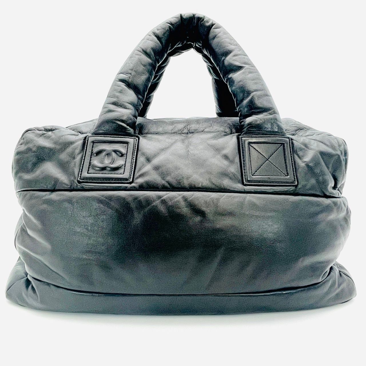 シャネル CHANEL ココクーン ハンドバッグ レザー ラムスキン ブラック CCロゴ 黒 6-9-362