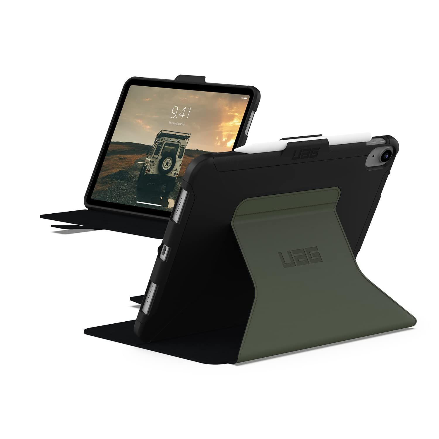 URBAN ARMOR GEAR iPad 10.9 第10世代|2025 用 SCOUT FOLIO 手帳型 耐衝撃ケース ブラック|オリーブ 日本正規代理店品 UAG-IPD10SF-BK|OL