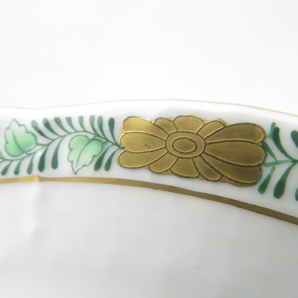 美品 Herend ヘレンド アポニーグリーン フルーツボール 2枚 ペア 15cm