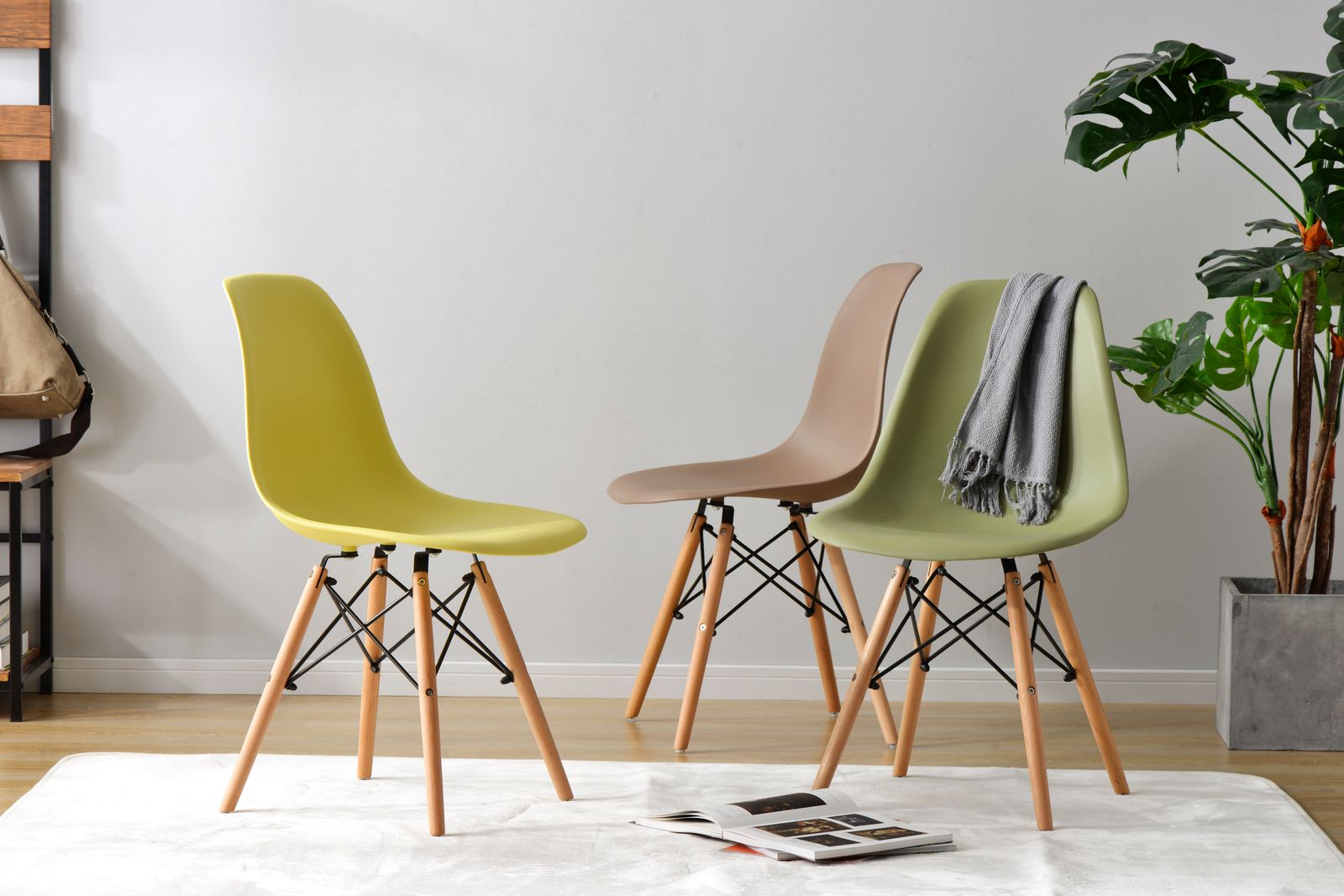 2脚セット】【グリーン座面&ナチュラル脚】イームズチェア リ 2脚セット】【グリーン座面&ナチュラル脚】イームズチェア リ