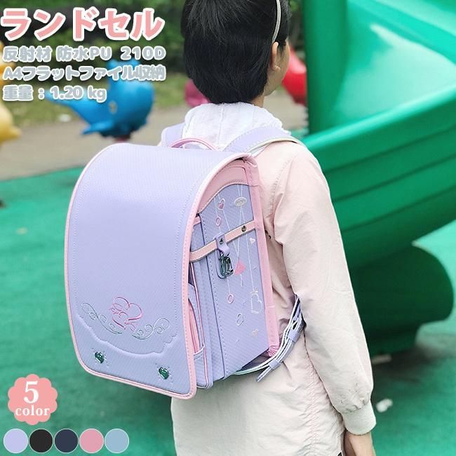 ランドセル女の子軽量防水A4ファイル対応上大容量かわいい刺繍 合皮ワンタッチ自動ロック錠強化レザー