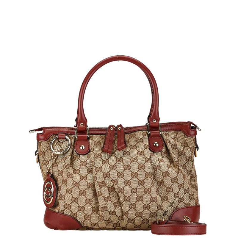 グッチ ディアマンテ スーキー ハンドバッグ ショルダーバッグ 2WAY 247902 ベージュ レッド キャンバス レザー レディース GUCCI【1-0157675】  - メルカリ