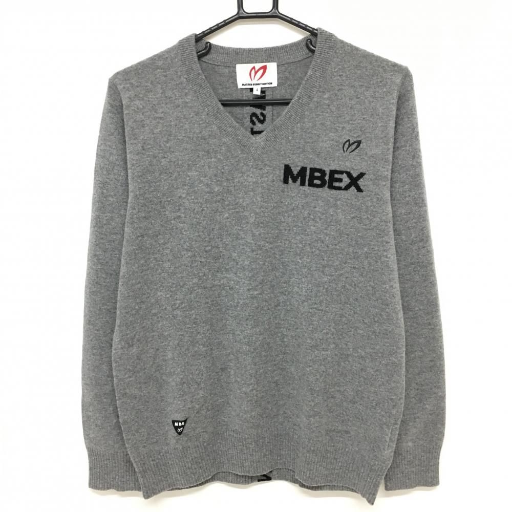 ☆SALE価格☆【美品】ジャックバニー Vネックセーター グレー×黒 ロゴ