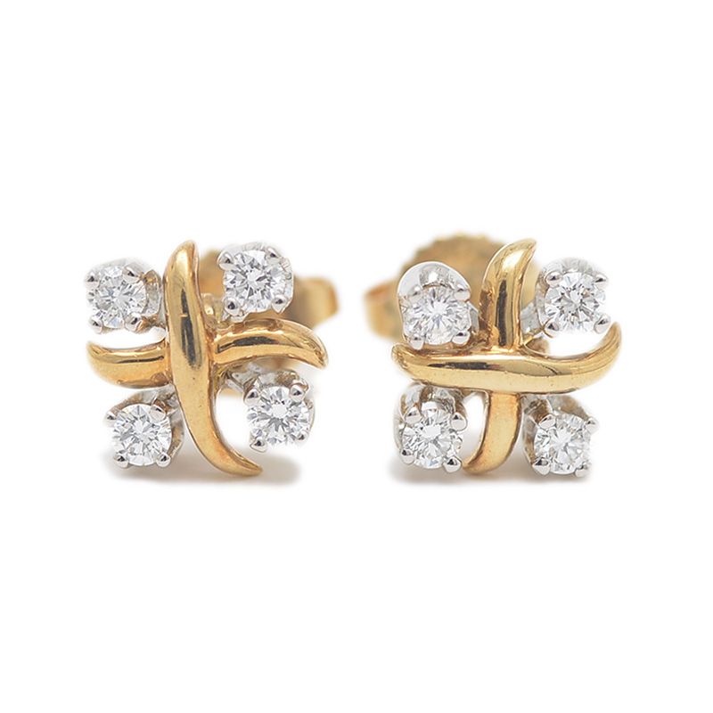 K18WG ツイスト フープピアス 15mm StarJewelry K18WG ツイスト フープ