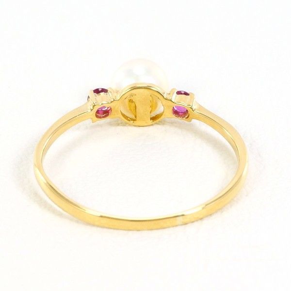 K18YG リング ring 指輪 9号 パール（真珠） 約5mm ルビー 総