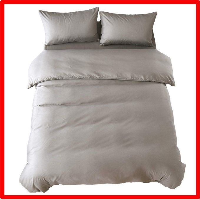 【送料無料 】グレー_ベッド用カバーセット?ダブル 布団カバー ダブル 4点セット寝具カバーセット 綿混 無地 掛け布団カバー ボックスシーツ 枕カバー 洗い替