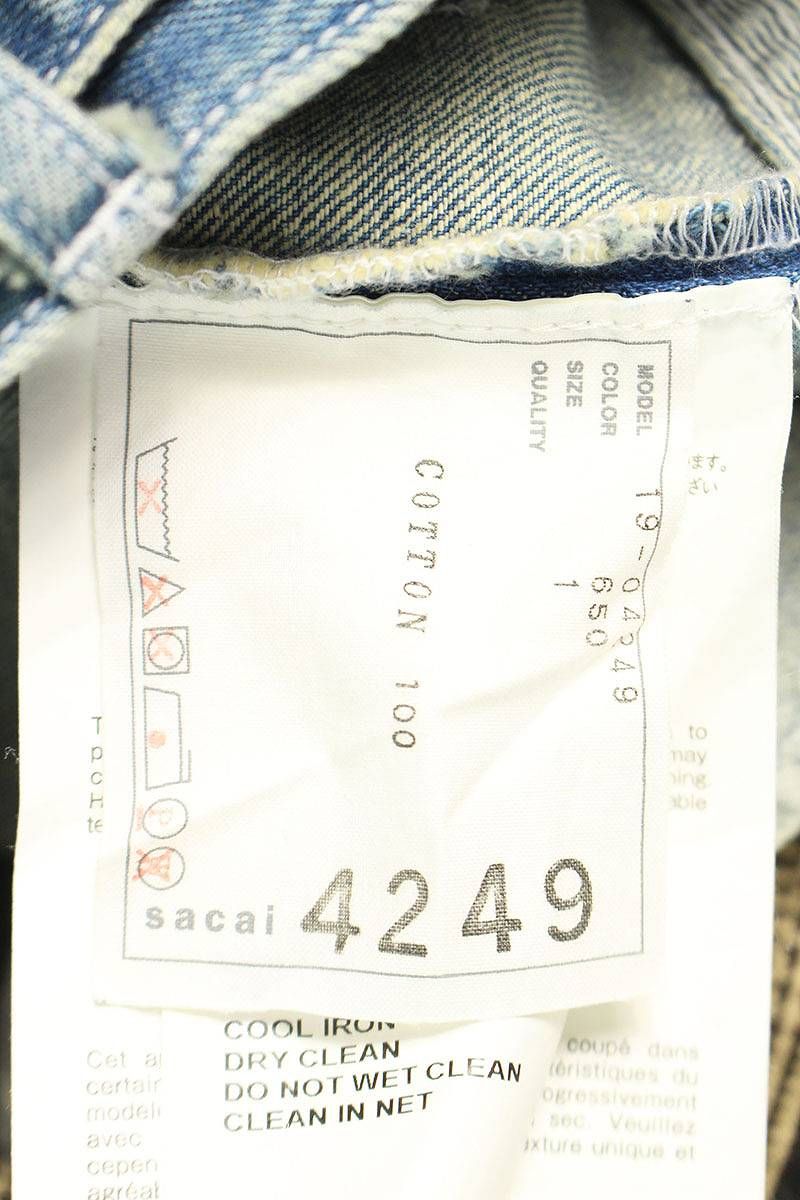 サカイ 19SS 19-04249 グレンチェック柄ドッキングデニムパンツ  