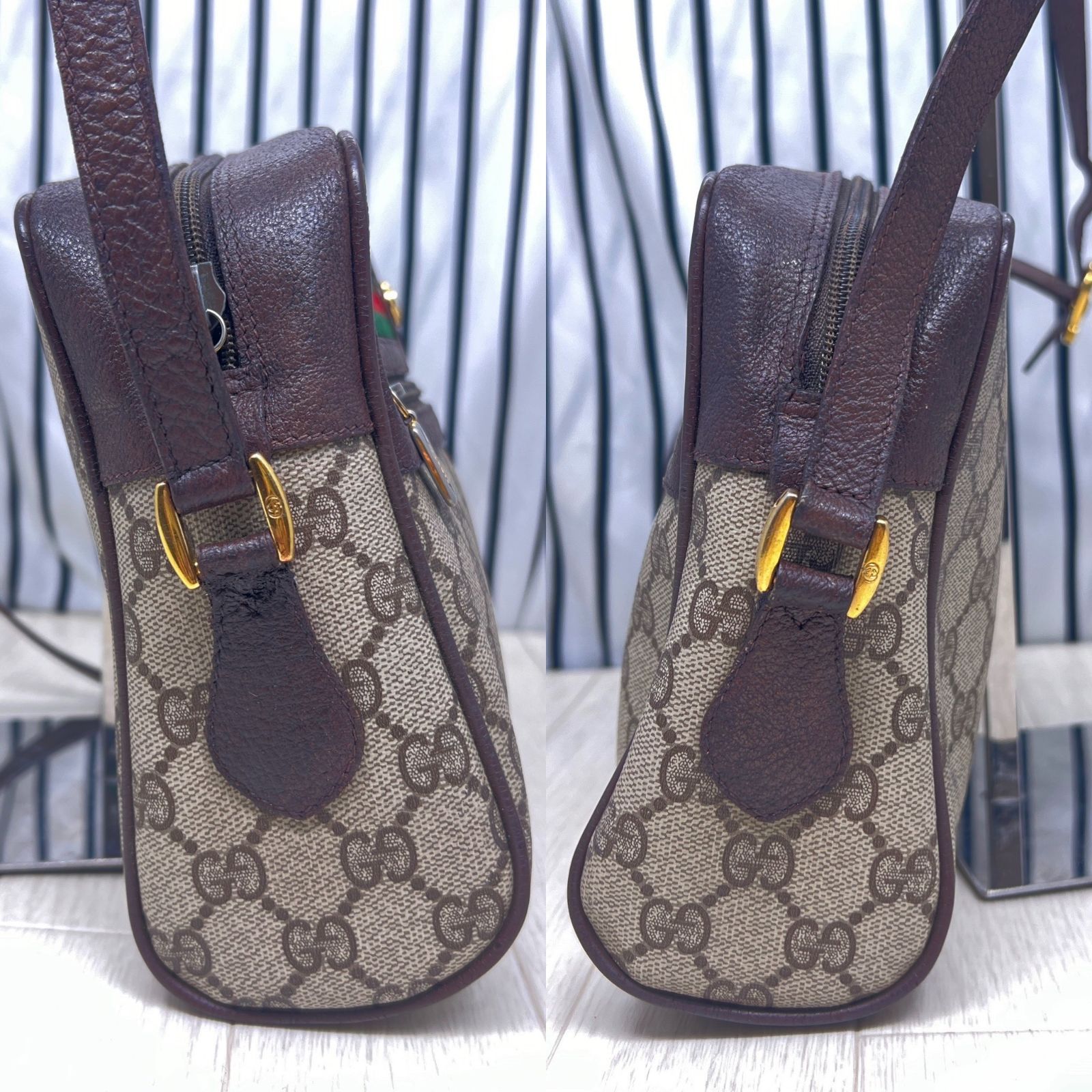 格安】GUCCI×オールドグッチ斜めがけPVCシェリーラインショルダー  
