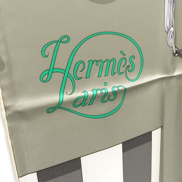 HERMES カレ90 GRAND MANEGE 大調教術 グレー スカーフ 003256S