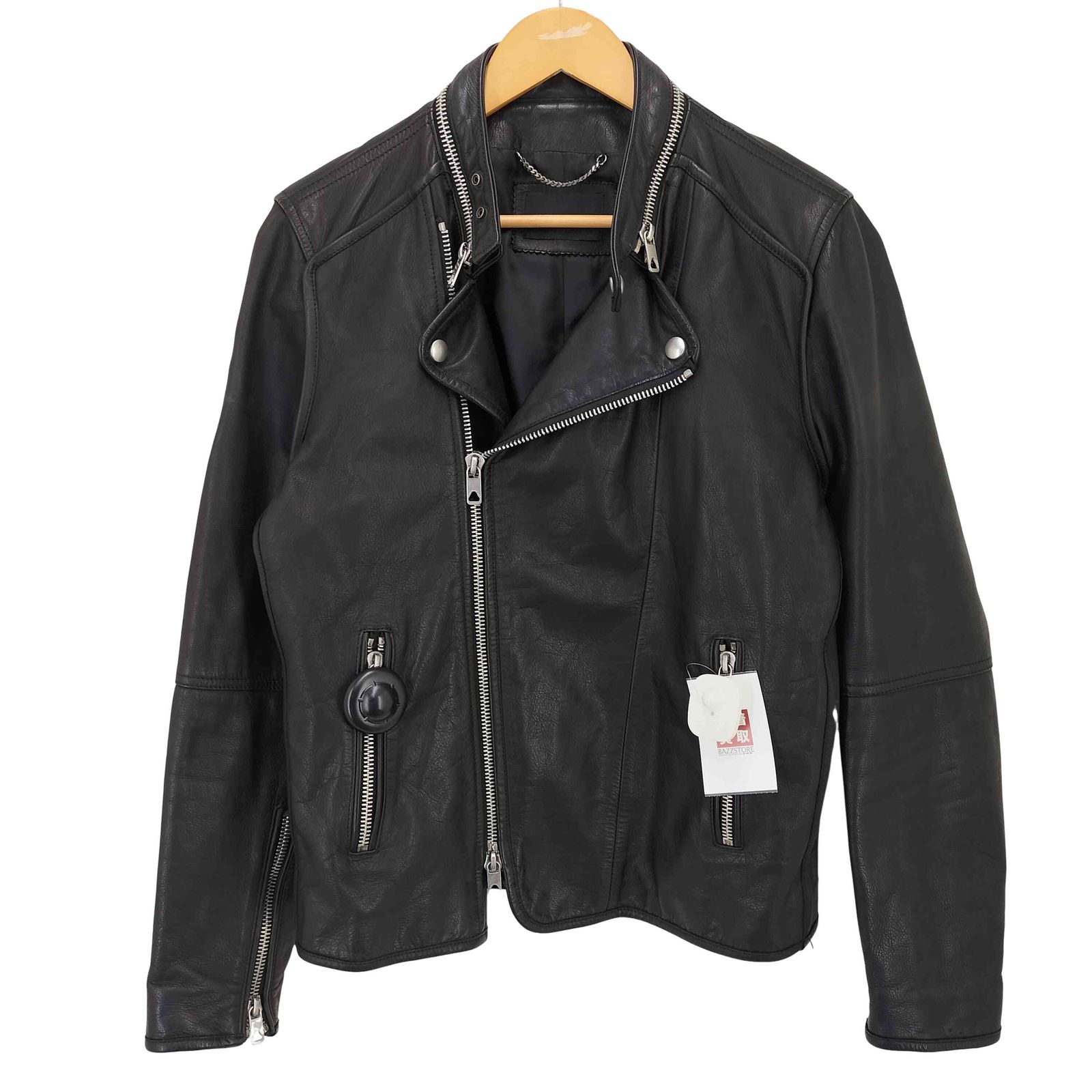 ディーゼルブラックゴールド DIESEL BLACK GOLD カウレザー セミダブル ライダース ジャケット メンズ EUR：46 
